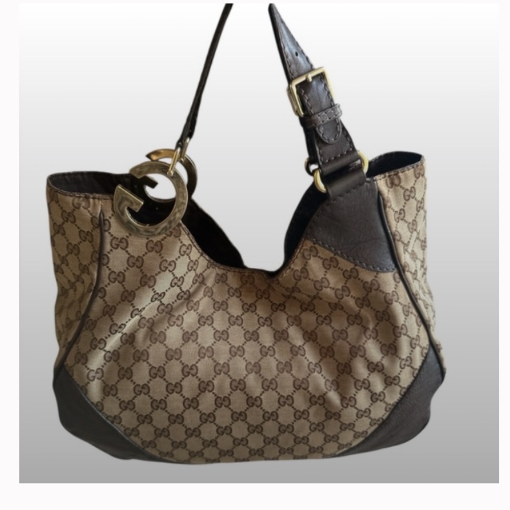 Authentic Gucci GG Monogram Dark Brown and Beige Charlotte Tote Bag - Picture 5 of 14